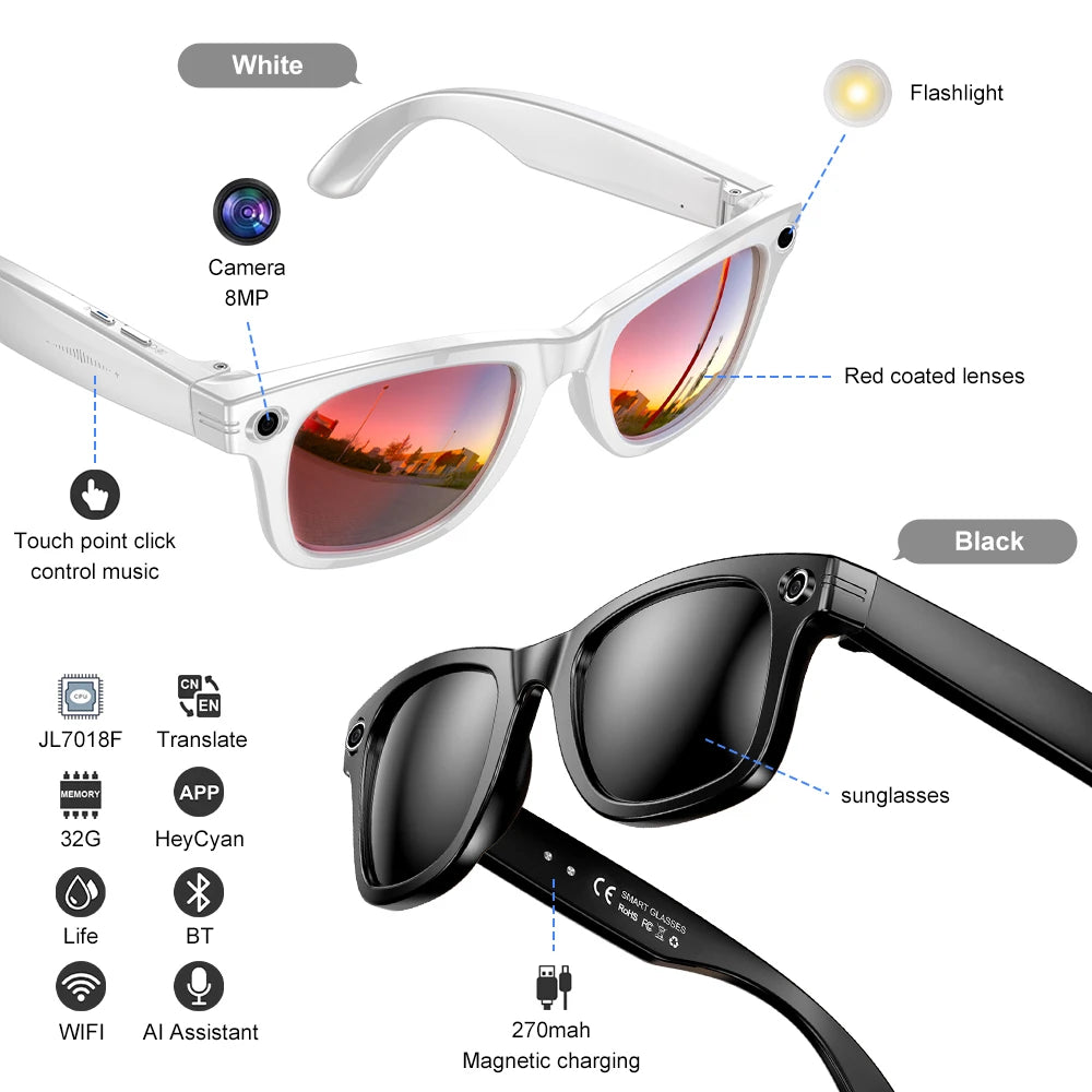 Hot GS4 MAX Smart Glasses Intelligent Recognition 8MP Camera Video Recording Al Translation Smart Wearable Headset