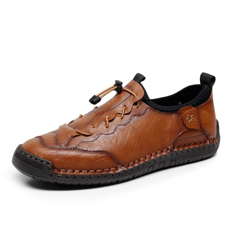 Factory Supply Custom LOGO Service Large Size Hand Made Stitched Casual Men Lace up Walking Driving Shoes
