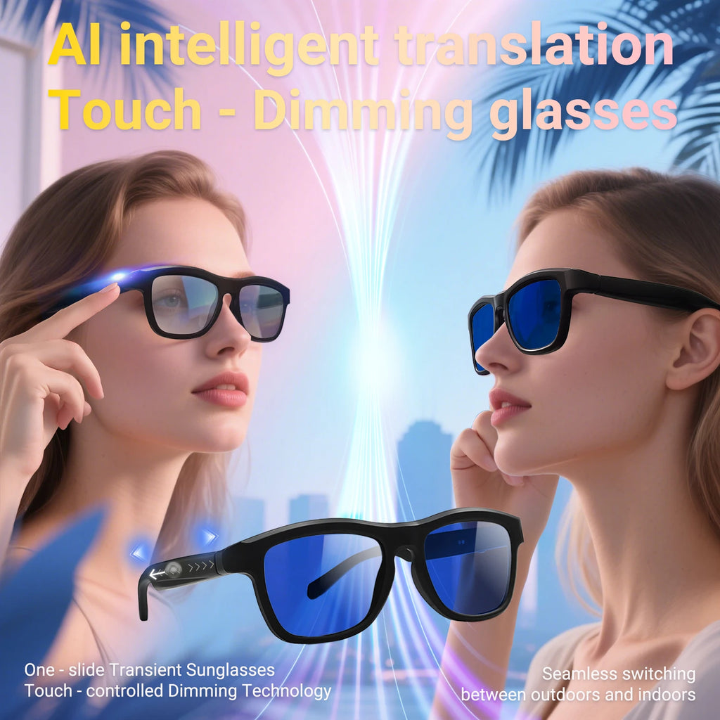 High-tech Tint Changing Smart AI Sunglasses Adjustable Photochromic Lenses Feather-light Frame Smart Audio Sport Glasses Kit
