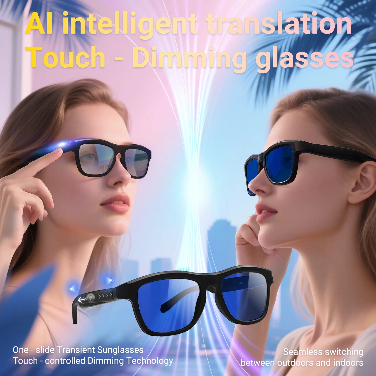 High-tech Tint Changing Smart AI Sunglasses Adjustable Photochromic Lenses Feather-light Frame Smart Audio Sport Glasses Kit