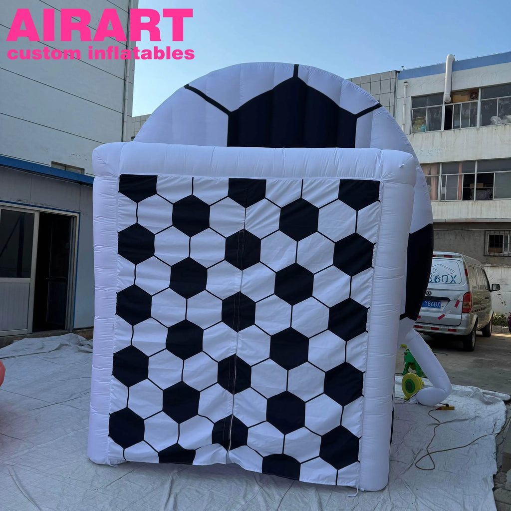 Inflatable Soccer Tent Sports Themed School Event Inflatable Cube Tent 420D Oxford Cloth Inflatable Football Model Tent