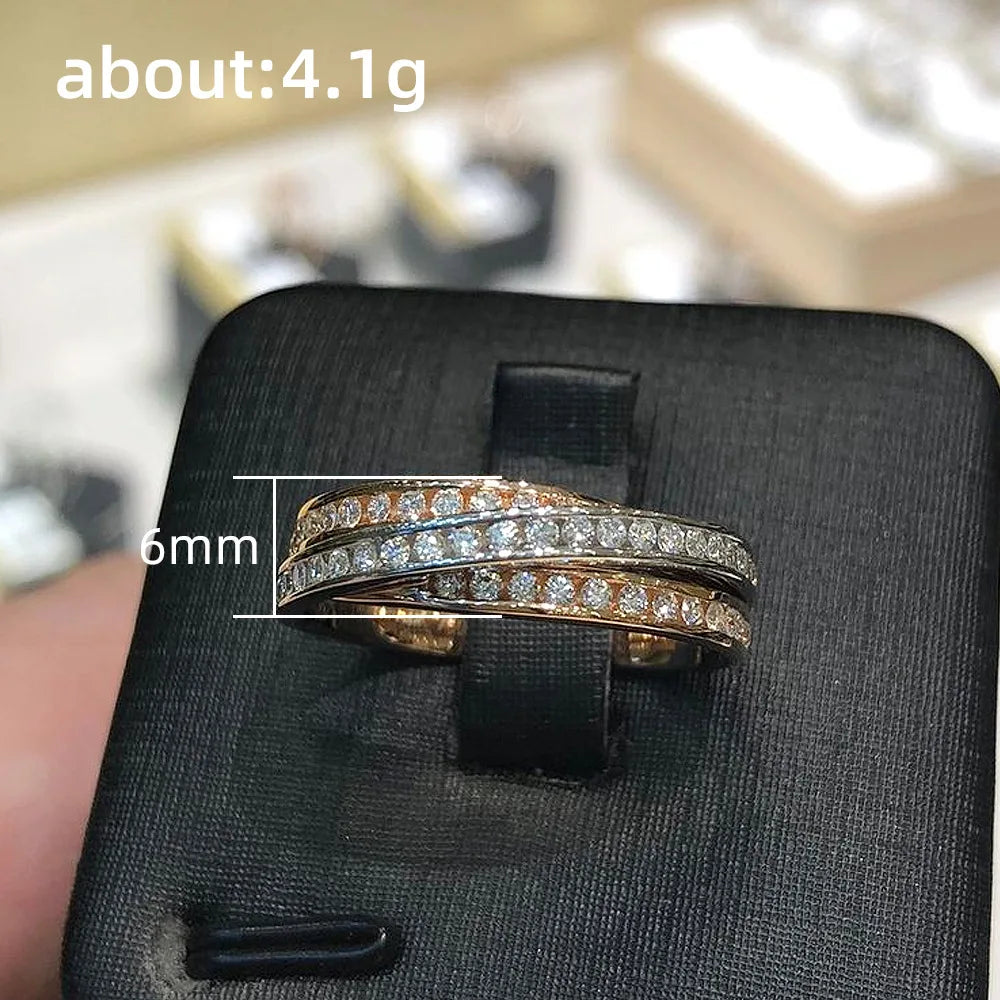 F1479 Diamond Ring 18K Solid Gold Round Brilliant Cut Natural G Color Classic Unisex Wedding Band