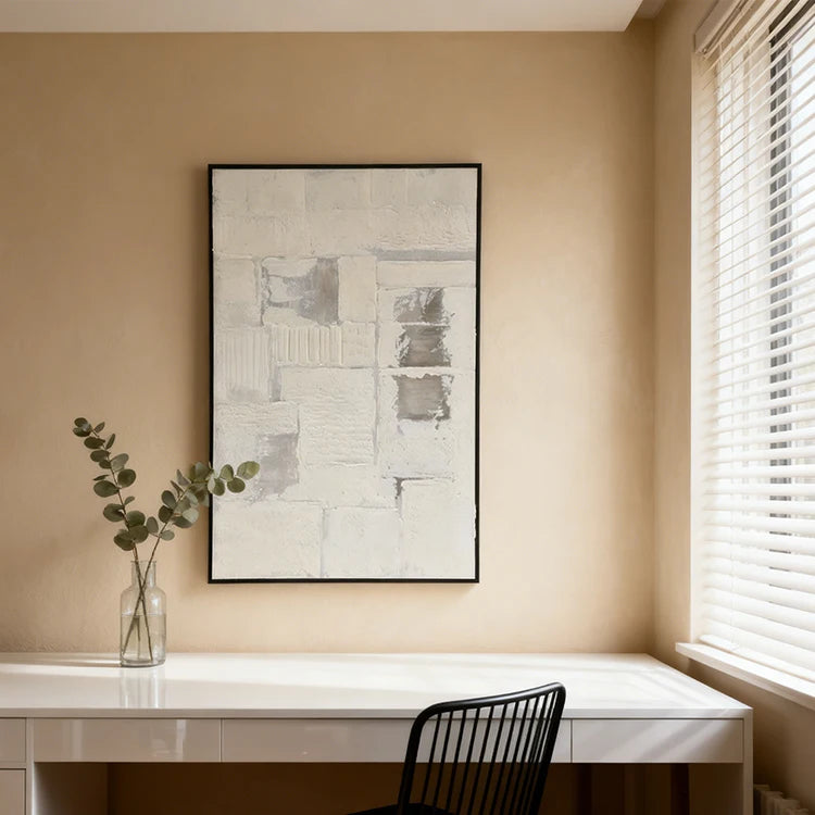 Abstract Minimalist Design Handmade Oil Painting Wall Art White Texture Canvas Art Painting for Home Living Room Decor