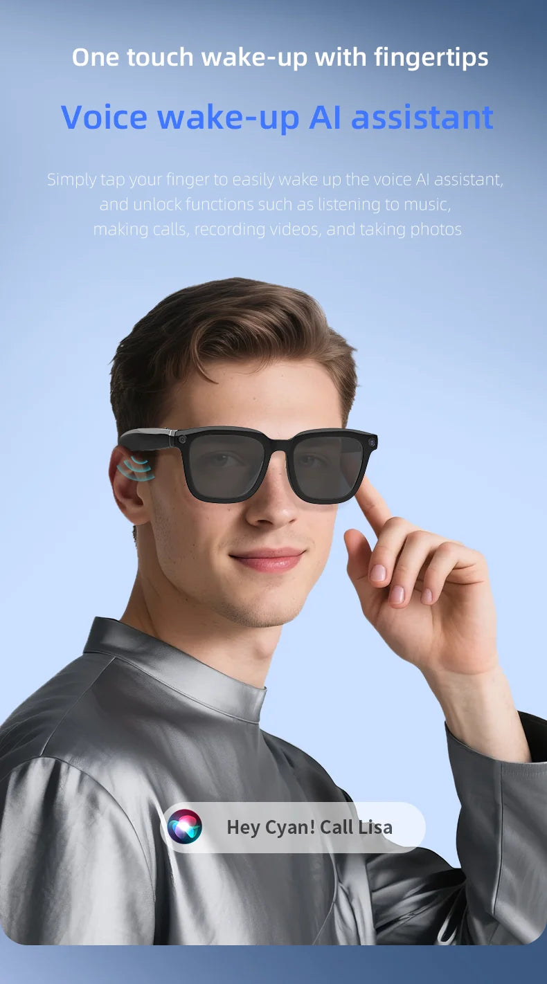 Audio Glasses Smart Wireless Bluetooth Sunglasses Shades Video Record Ai Recording Smart Glasses V03-T5