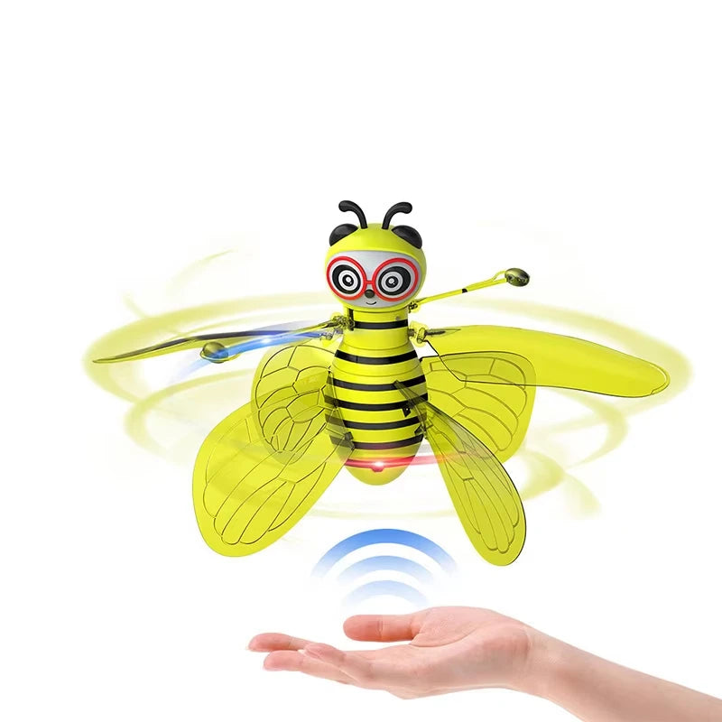 Mini Bee Gesture Induction Flying Toy, LED Light Helicopter for Children Birthday Christmas Gift