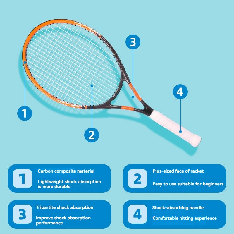 27-inch High-Performance Tennis Racket Aluminum Alloy Frame Tennis Racket High-Tension Nylon Racket