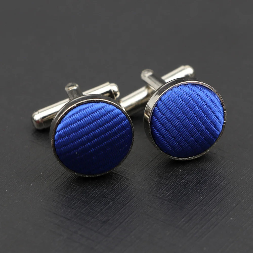 Classic Fashion Striped Polyester Check Design Cufflink For Mens Brand Cuff Buttons Cuff Links High Quality Jewelry Accessory