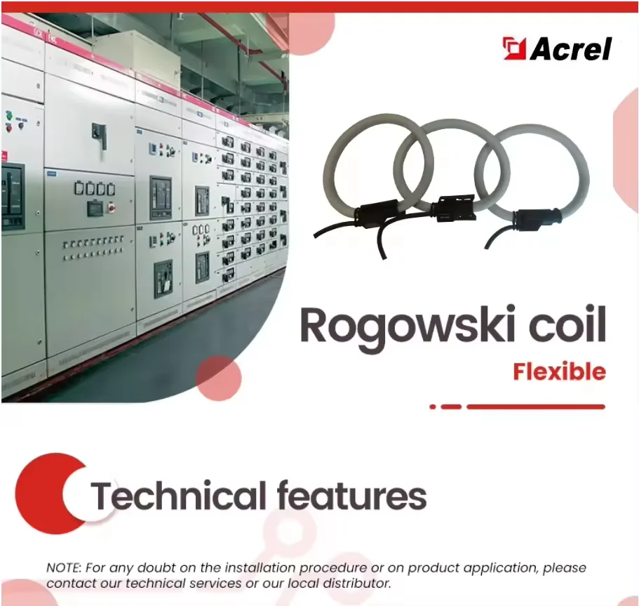 Acrel One Set 3 Pcs BR-90 Rogowski Coil Current Transducer CT Ratio 1000A/200mV Flexible CT for ADW300 Energy Meter