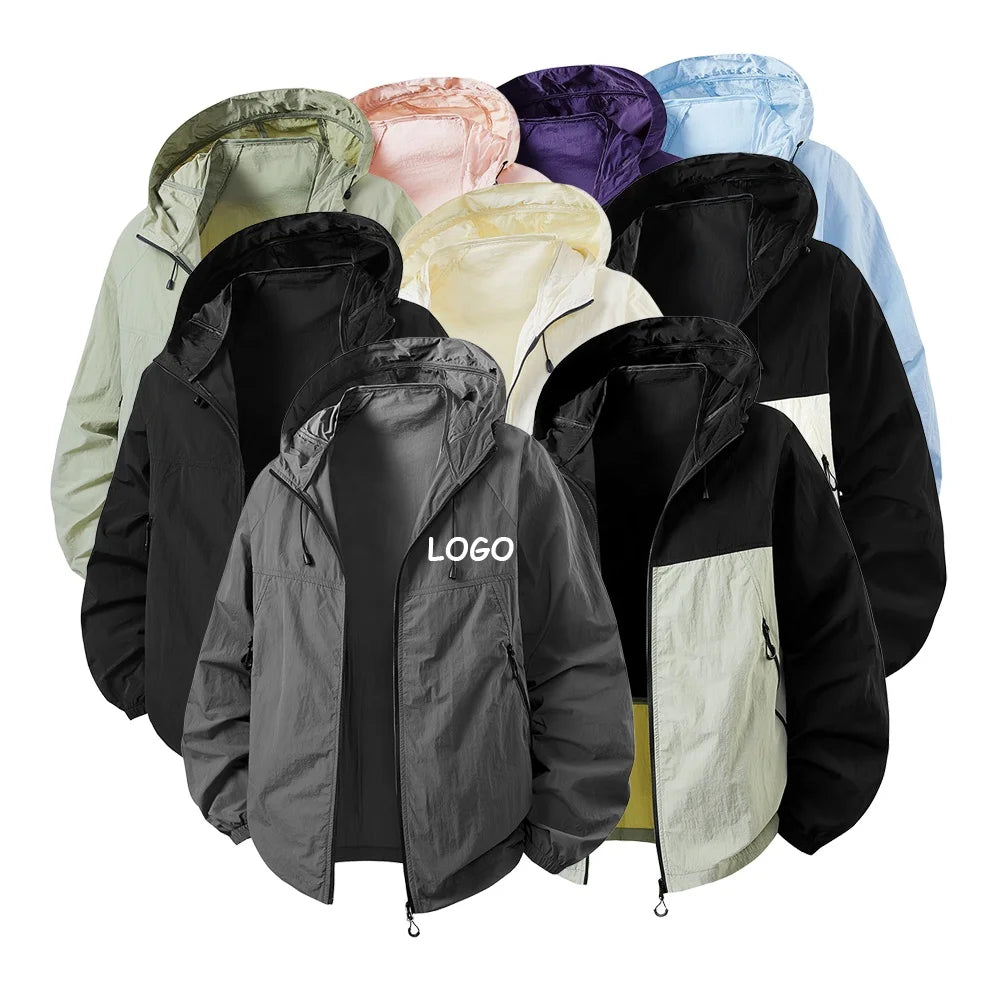 Oem Wholesale Custom Summer Thin Outdoor Casual Jackets Running Hooded Windbreaker Unisex Jacket
