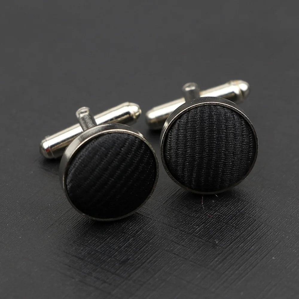 Classic Fashion Striped Polyester Check Design Cufflink For Mens Brand Cuff Buttons Cuff Links High Quality Jewelry Accessory