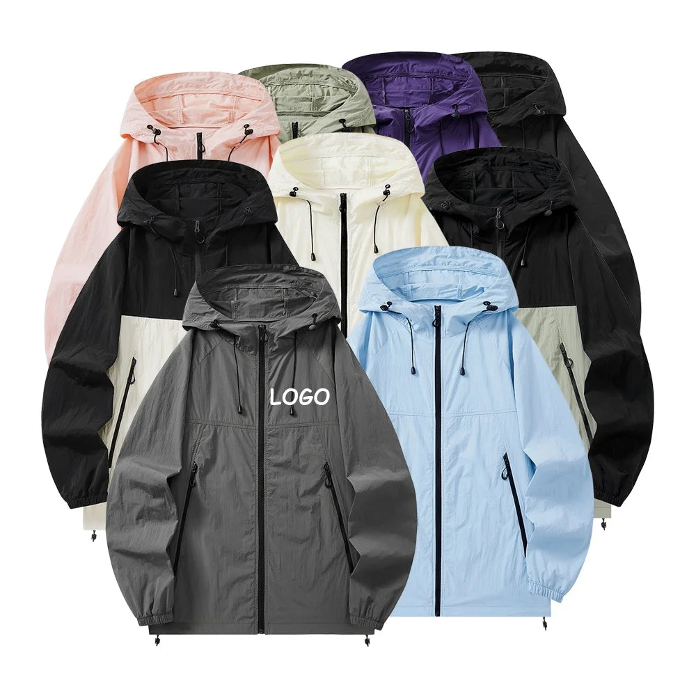 Oem Wholesale Custom Summer Thin Outdoor Casual Jackets Running Hooded Windbreaker Unisex Jacket