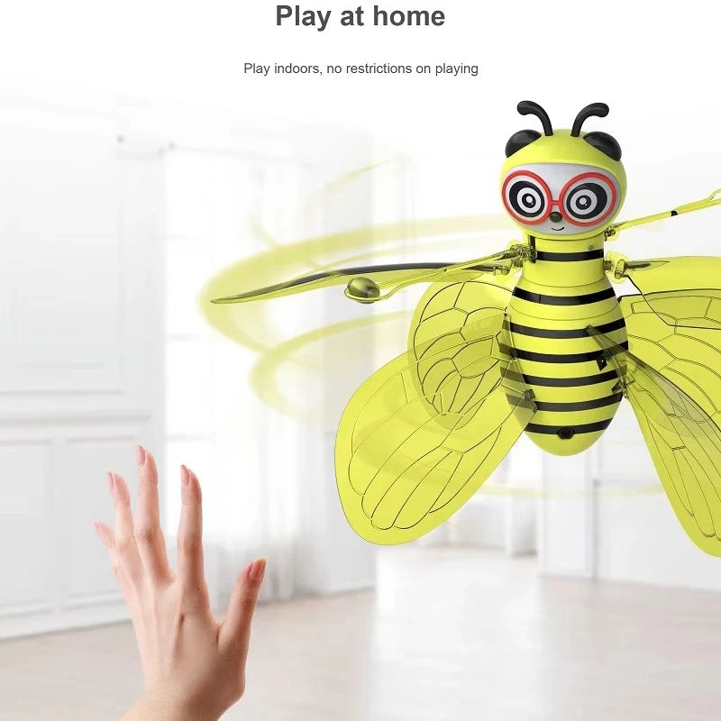 Mini Bee Gesture Induction Flying Toy, LED Light Helicopter for Children Birthday Christmas Gift