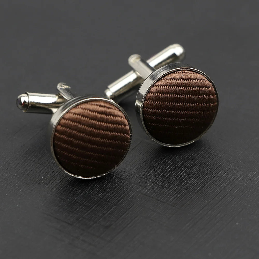 Classic Fashion Striped Polyester Check Design Cufflink For Mens Brand Cuff Buttons Cuff Links High Quality Jewelry Accessory