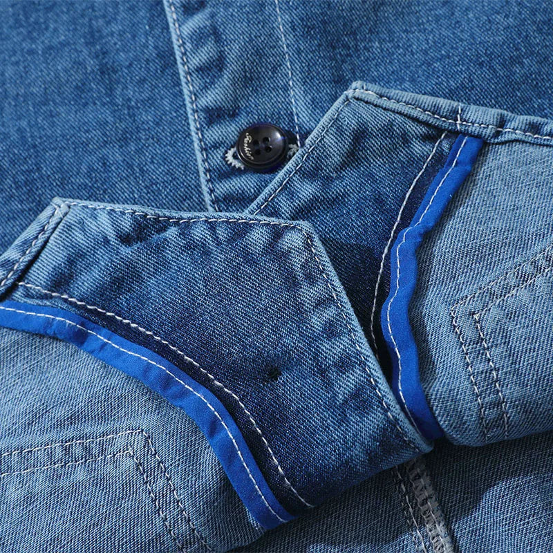 Denim Vest Men's Jacket Spring Autumn Jeans Jacket V-neck Design Korean Vest Loose Casual Fashion All-match Style Male Clothing
