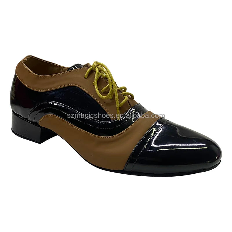 Personalized Salsa Ballroom Dancing Shoes for Men Black and Tan