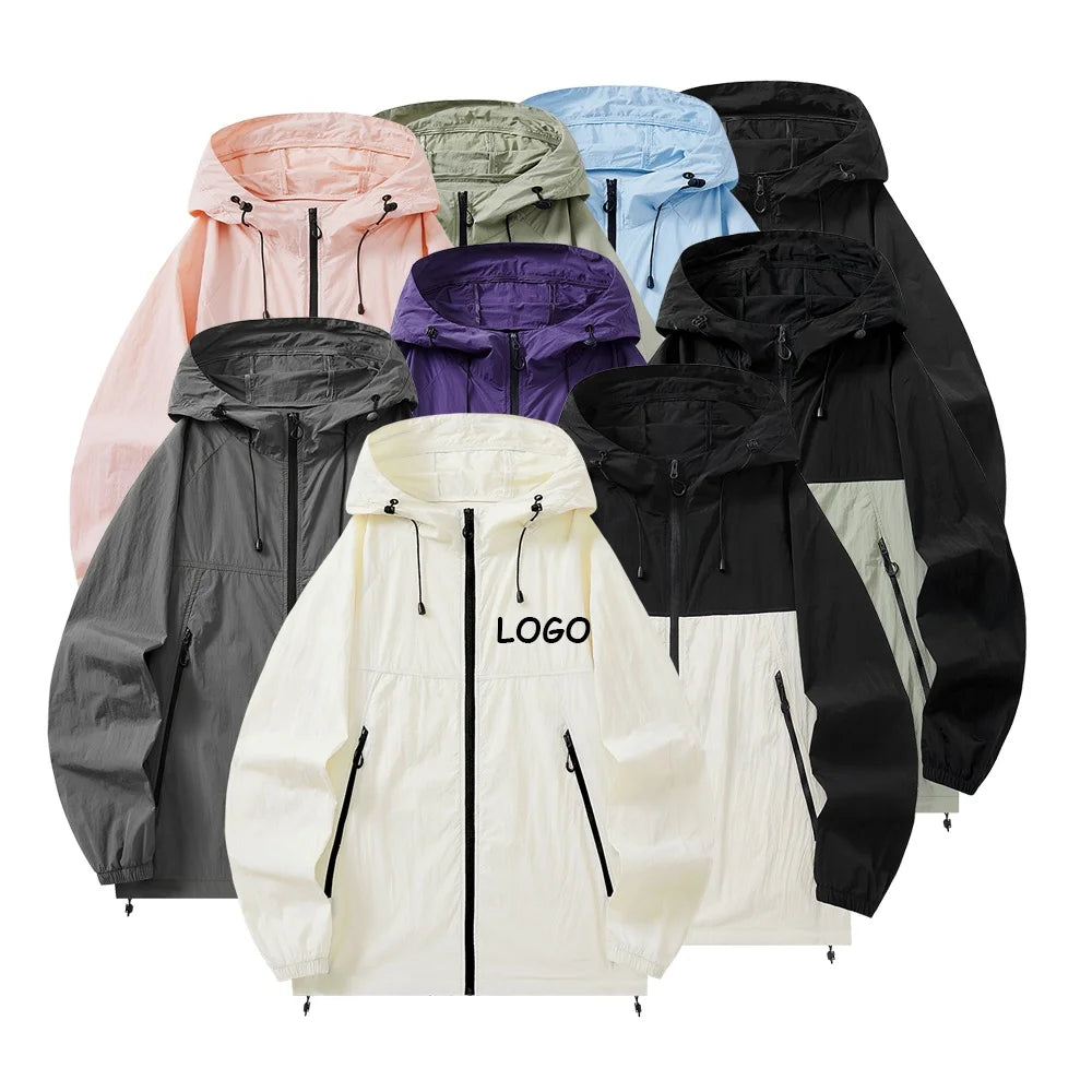 Oem Wholesale Custom Summer Thin Outdoor Casual Jackets Running Hooded Windbreaker Unisex Jacket