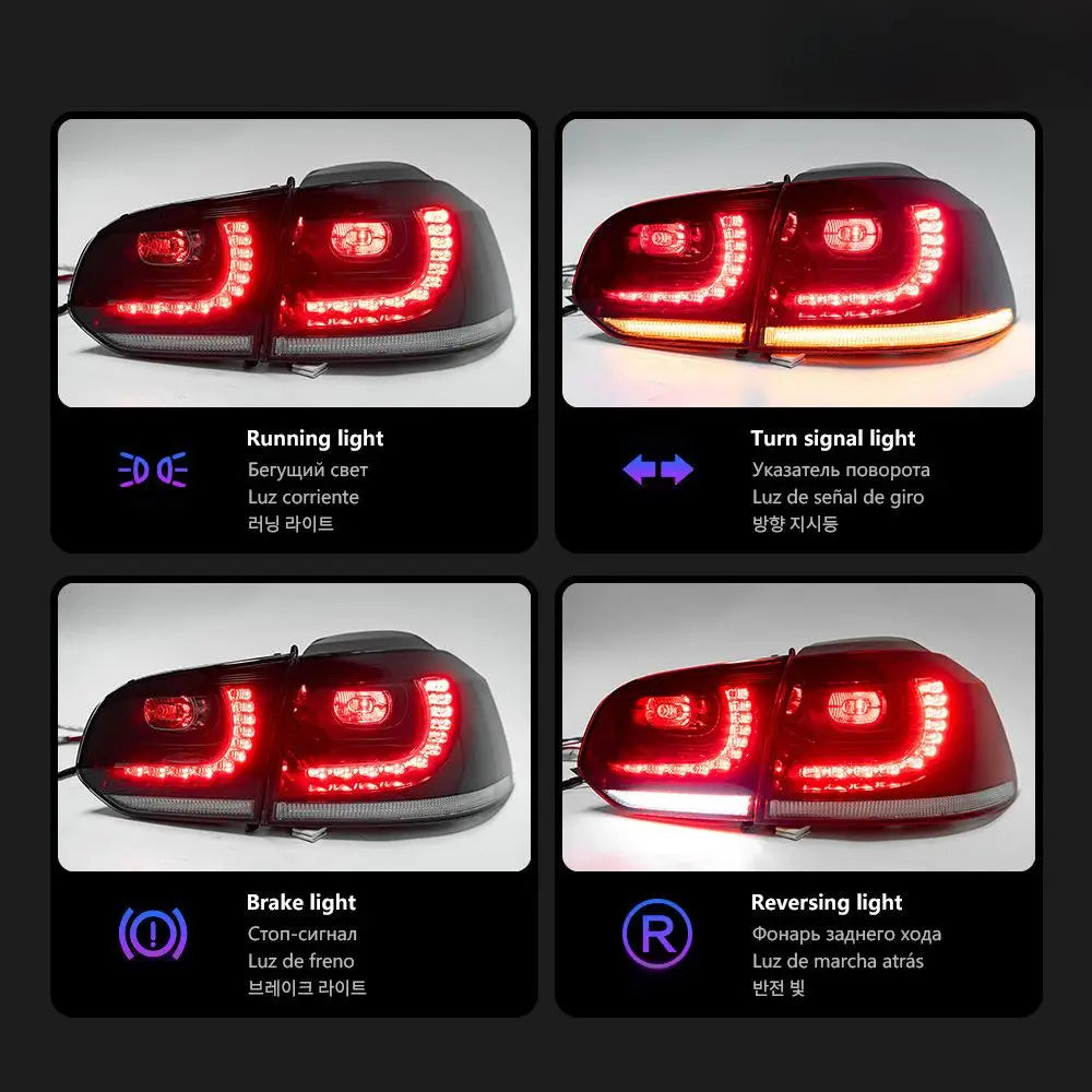 For VW Golf 6 Led Tail Lamp Golf 6 Mk6 Dynamic Signal Tail Light Animation Rear Stop Brake Reverse Auto Accessories Car Lights