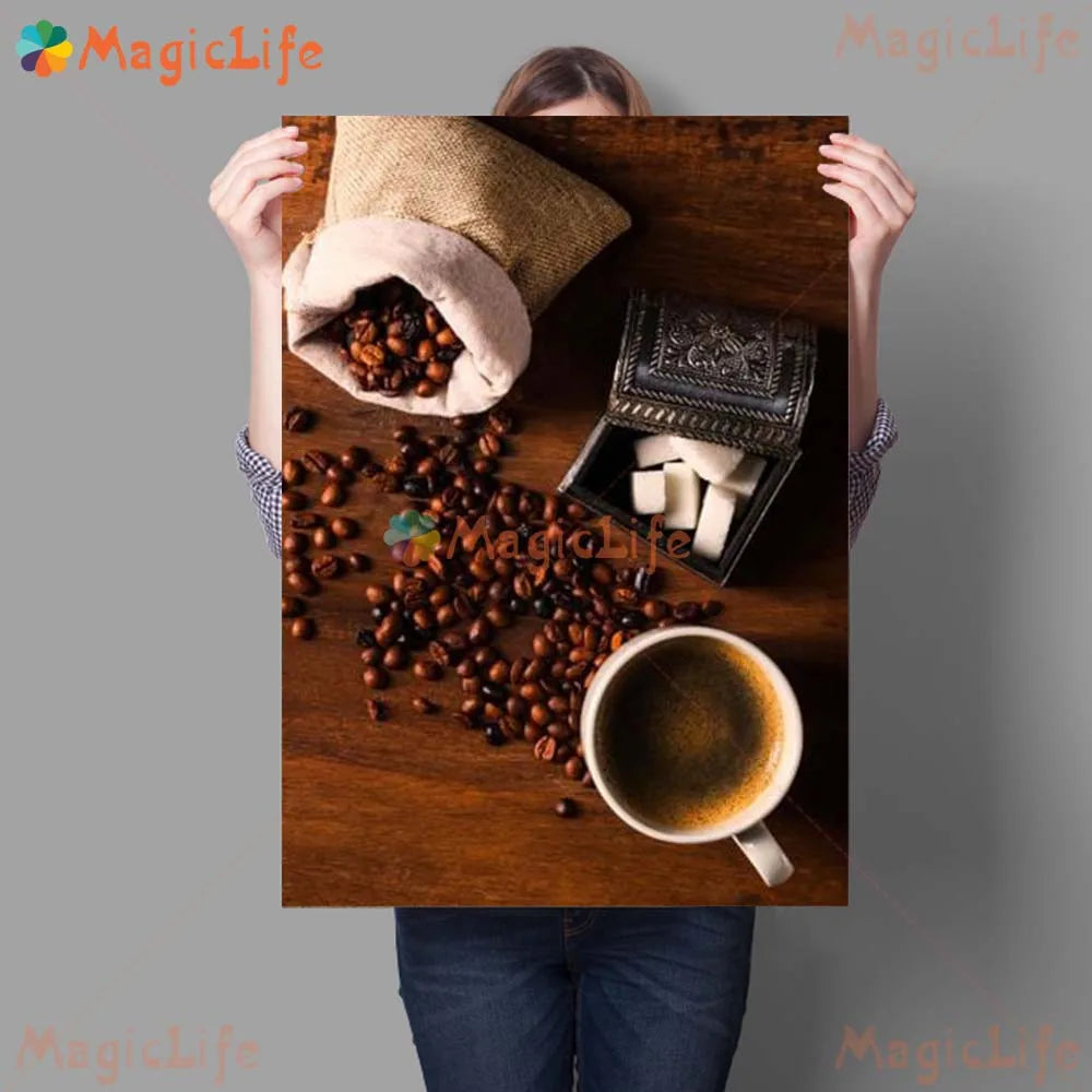 Coffee Beans Cafe Shop Photos Posters Wall Pictures For Living Room Decor Nordic Poster Wall Art Canvas Painting Unframed