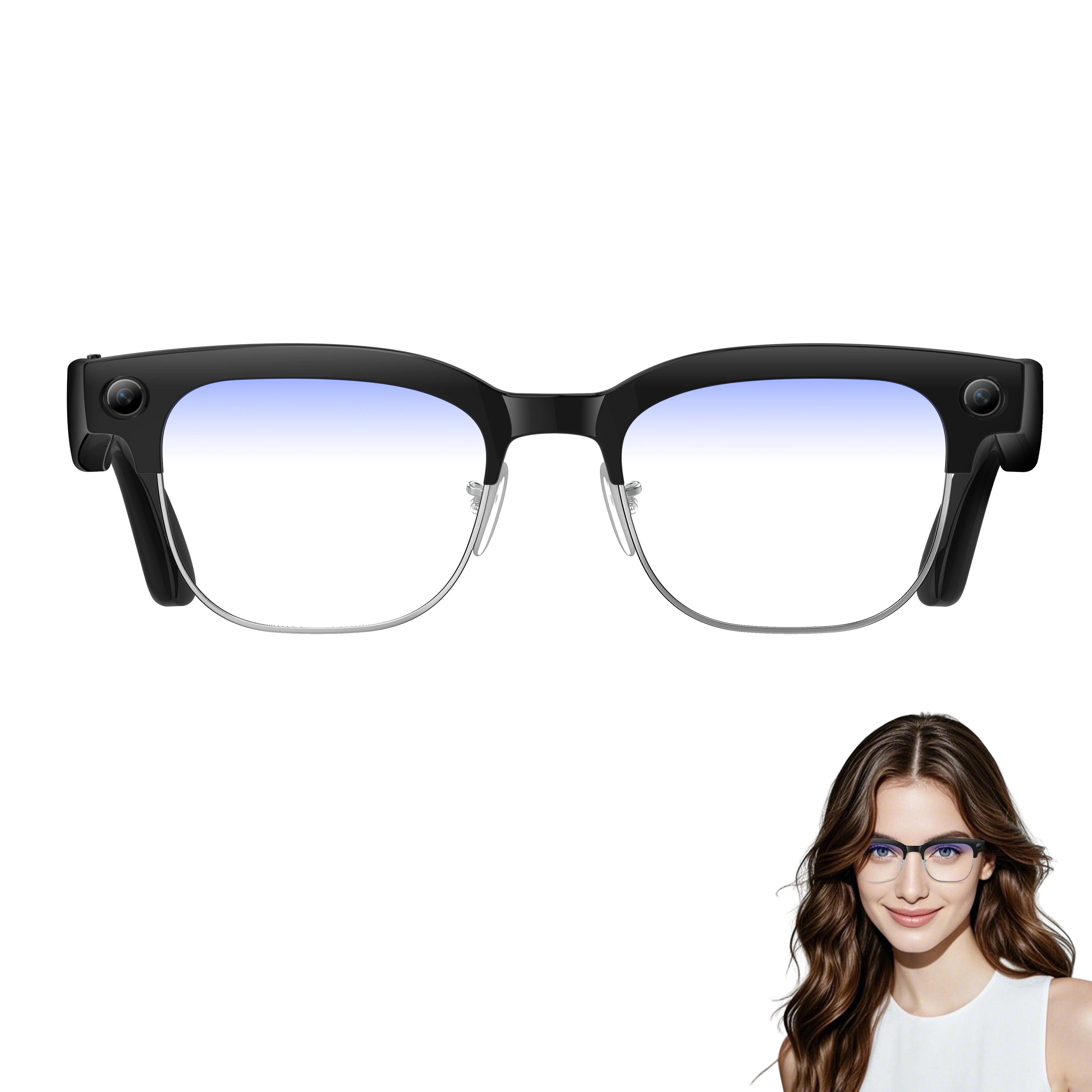 Fashion W630 Smart Glasses with Camera 800W WIFI Transfer Long Battery Life Outdoor Friendly AI Smart Glasses for Men and Women