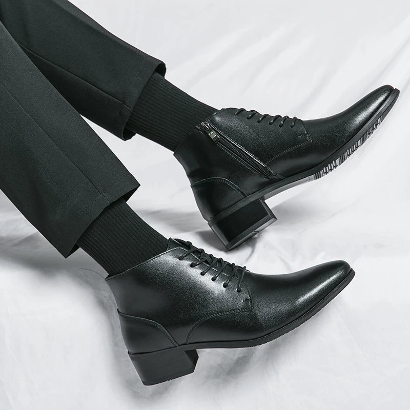 Black Winter Boots for Men Genuine Leather Boots Wholesale Fashion Top Grade Quality Shoes