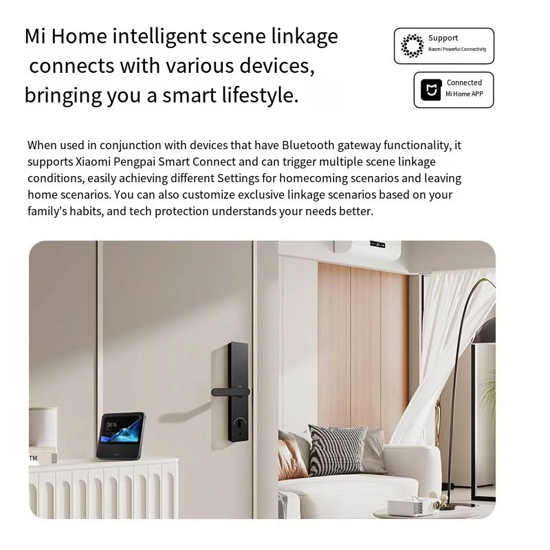 Mihome  Fingerprint WiFi Smart Lock Aluminum Alloy Wood Door for Apartments Hotels and Homes