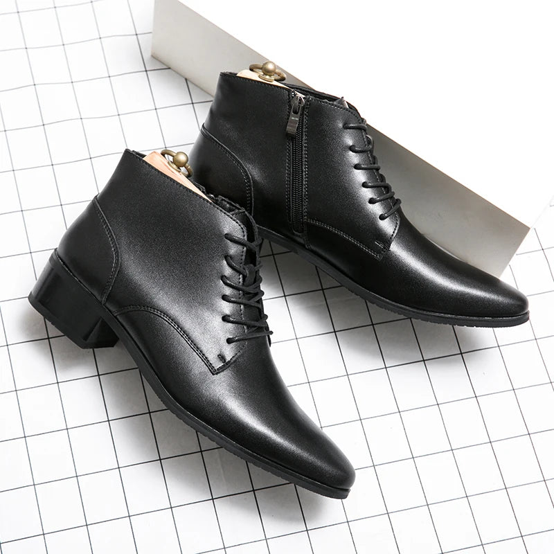 Black Winter Boots for Men Genuine Leather Boots Wholesale Fashion Top Grade Quality Shoes