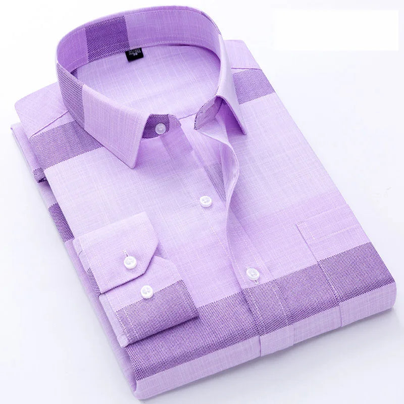 6997-SKAZI-hemp Men's Silk Long Sleeve Non-ironing Shirt Men's Autumn Casual Large Size Long Sleeve