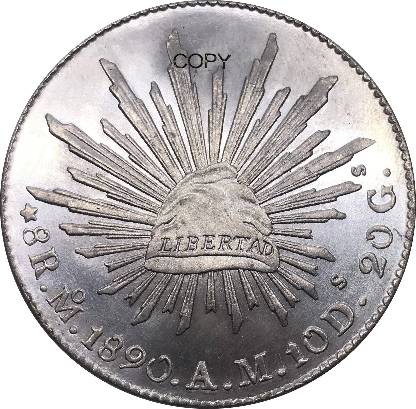 Mexico 1890 Coin 8 Reales Metal Silver Cupronickel Plated Collectible Souvenir Copy Replica Coins