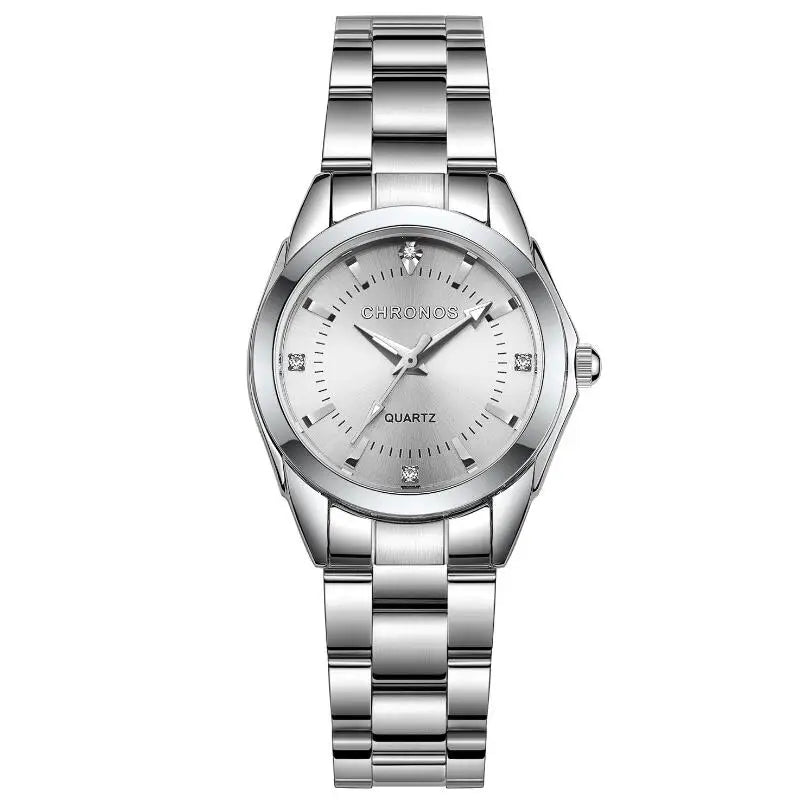 CHRONOS Stainless Steel Fashion Women's Wristwatch Luxury Waterproof Ladies Watch Business Rhinestone Watches For Female Gift