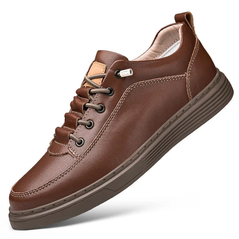 Invisible Height Increase 86CM Men's Sneakers, Leather Toe Cap, Breathable Rubber Outsole, Casual Style