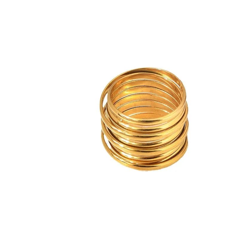 INS Minimalist Multi-Layer Spring Ring Women Trendy European American Fashion Commuter Ring Exaggerated Cross-Border Design Ring - Free Item