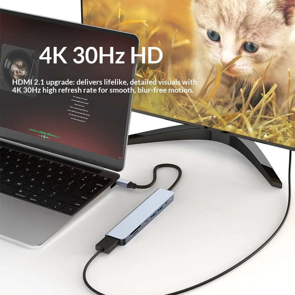 Cross-border Type-C 10-Port Aluminum Alloy Docking Station Hub Splitter USB3.0 for 2.0 for HD 4K Screen Mirroring Device Stock