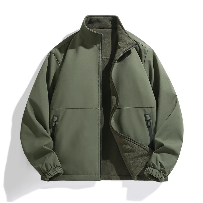 Double-sided Fleece Lined Jacket Men's Autumn and Winter Pile Coat