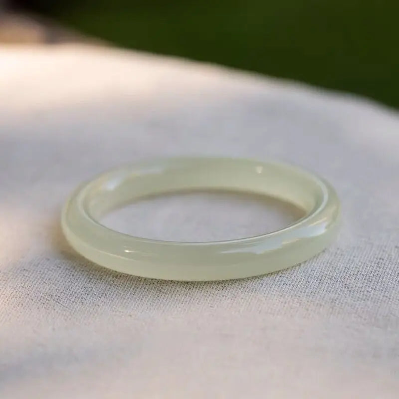 Wholesale Jewelry Natural Stone Light Green Afghan Real Jade Bangles Bracelet Transparent White Valentine's Day Gift Bangles