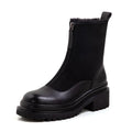 MEZEREON Snow Boots Cow Leather Women Winter Shoes Warm Plush Inside Snow Boots With Zippers 4.5 CM Med Heel Outdoor Botas Mujer