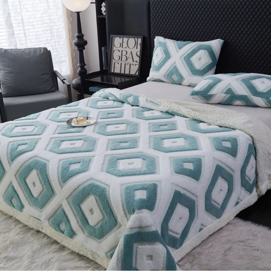 100% Polyester Luxury Jacquard Blanket Diamond Knitted Shawl Printed Geometric Design Four Seasons Use Extra-Large/Large Size