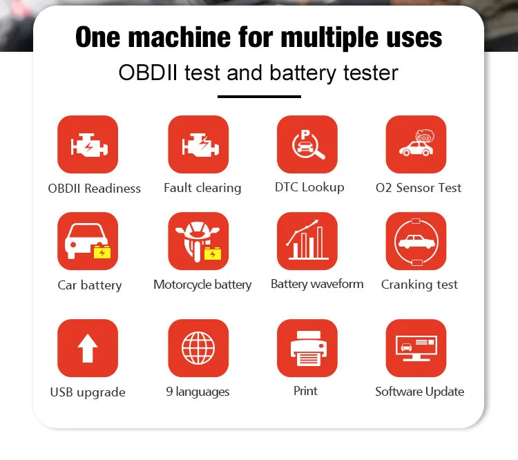 Konnwei KW850 Plus New Verson OBD2 EOBD  Escaner Automotriz Diagnostic Tool with Battery Tester for All Car