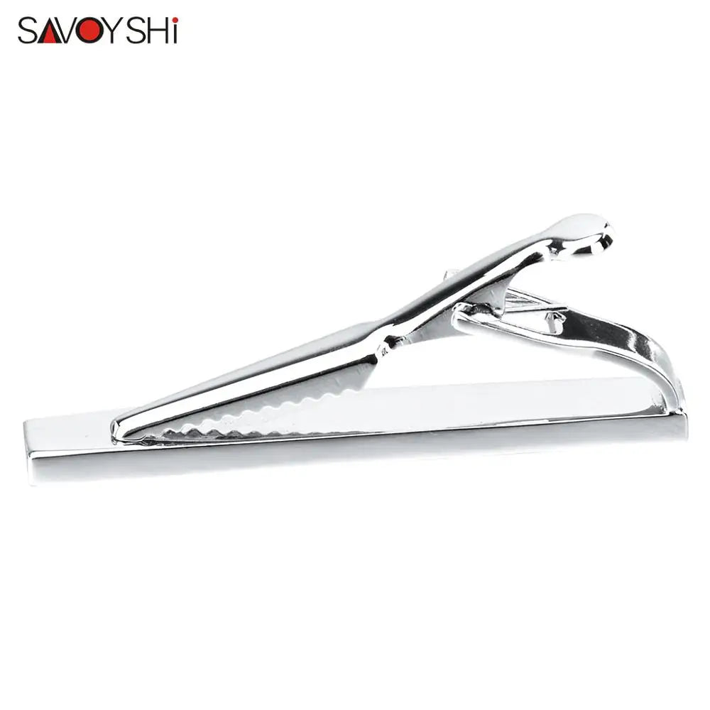 SAVOYSHI Free Engraving Name Cufflinks Tie Clip Set For Mens Special Gift High Quality Silver Color Cuff links Tie Bone Pin Bars