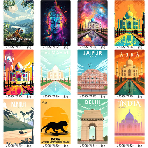 2025 Custom Retro Home Decorative Metal Sign Wholesale Tin Poster UV Printed India Scenic Spot Wall Decor From Home