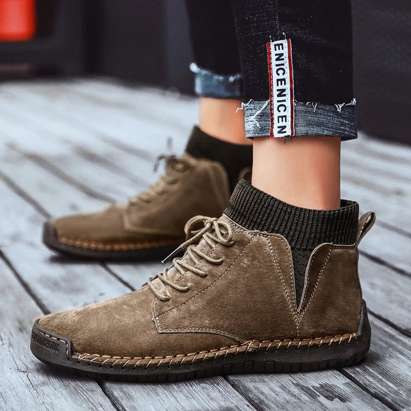 Quality Men Boots New Lace UP Men Shoes Non-slip Wearable Large Size Casual Shoes Plus Retro Trend Fashion Men Boots