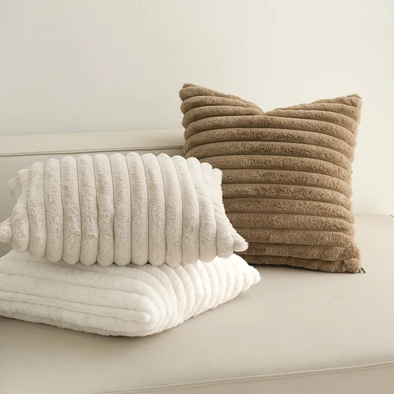 Plush Faux Rabbit Fur Sofa Cushion Cover Interior Decorative Jacquard Throw Pillow case Living Room Decor Hotel Supplies