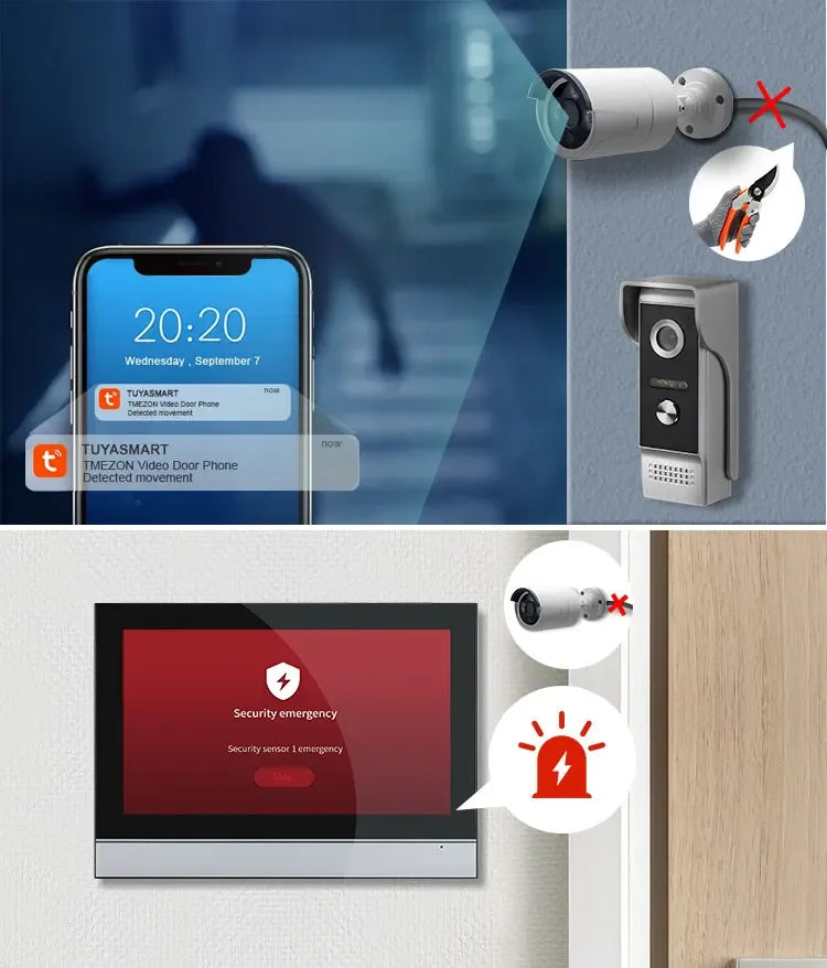 Tuya Smart 1080P 4-wire Cable Doorbell Camera Outdoor Intercom System Touch Screen Secure Password Protection Motion Alerts