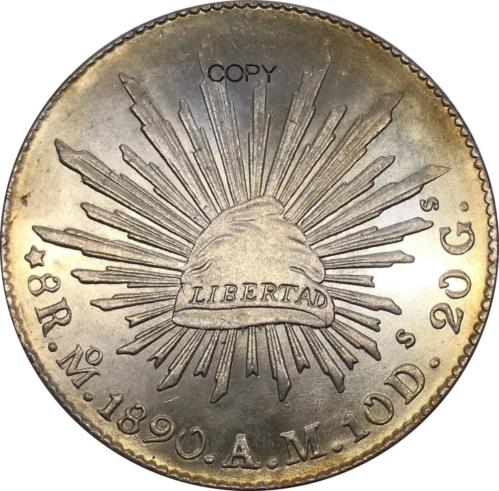 Mexico 1890 Coin 8 Reales Metal Silver Cupronickel Plated Collectible Souvenir Copy Replica Coins