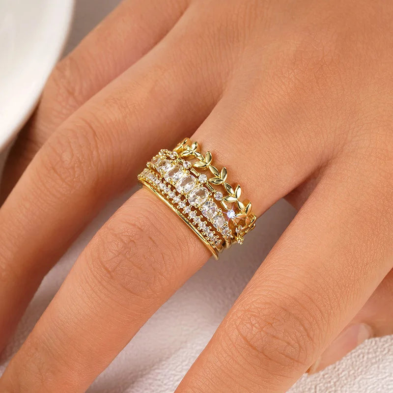 T0345 White Gold Diamond Rings Round Brilliant Cut Natural D Color Classic Women's Wedding Jewelry