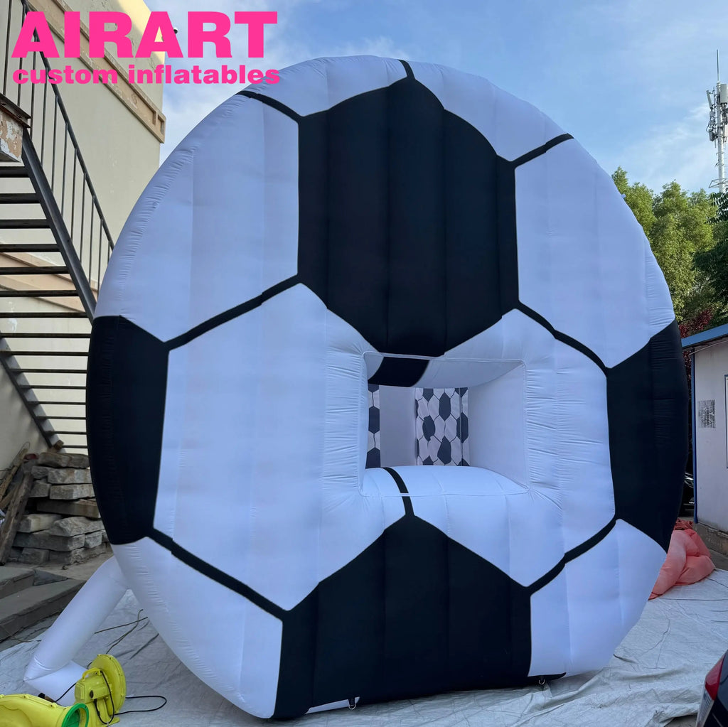 Inflatable Soccer Tent Sports Themed School Event Inflatable Cube Tent 420D Oxford Cloth Inflatable Football Model Tent