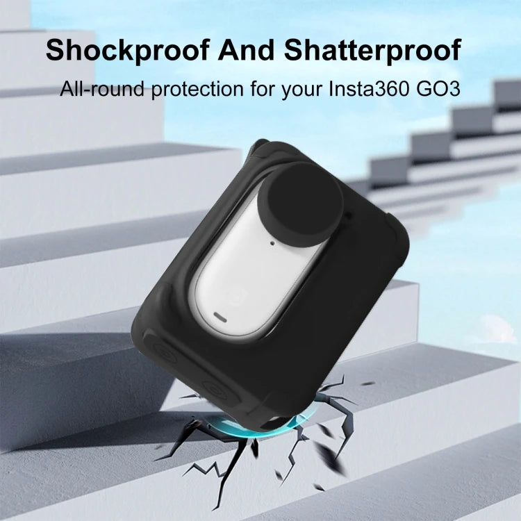 For Insta360 GO 3 PULUZ Camera Charging Case Silicone Case With Lens Cap and Strap Camera Protective Cover