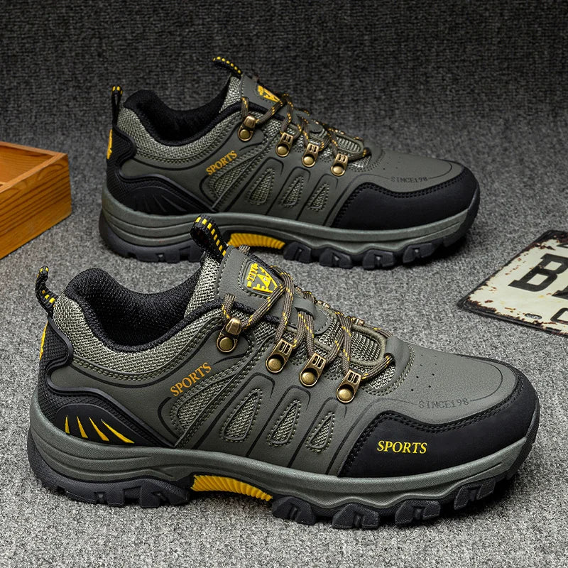 Men's Mountaineering Shoes Outdoor Hiking & Trekking Backpacking Boots Trail Cross Country Low-top Lace up Sport Sneakers Autumn