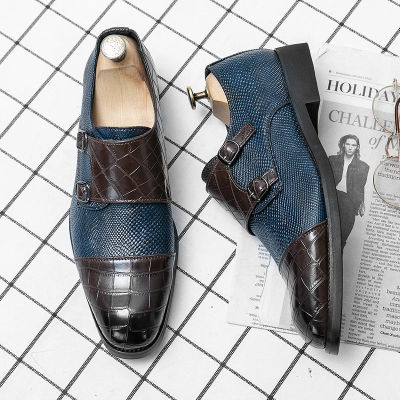 Point Toe Plus Size 14 Fashion Business Formal PU Leather Monk Strap Men Dress Shoes