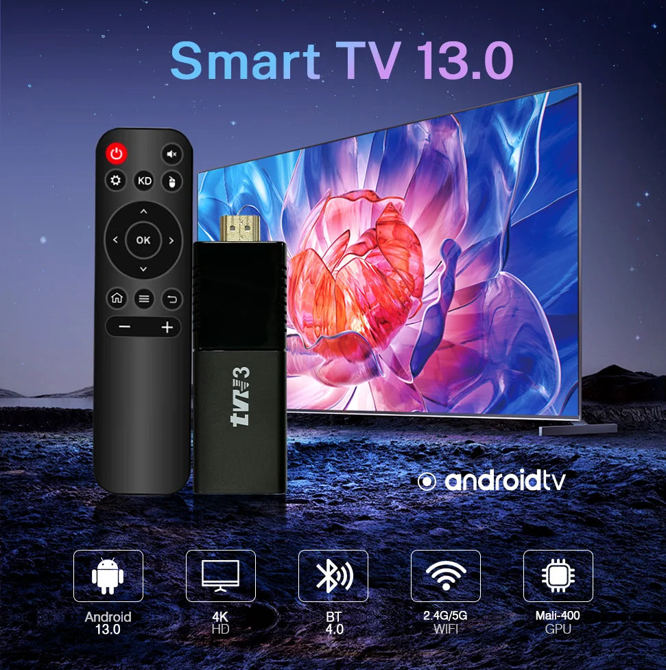 Streaming TVR3 TV Stick Supports Dual WiFi 2.4G 5G Allwinner RK3228A Quad-Core BT4.0 Large Memory for Extension 1+8GB