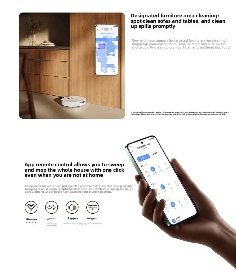 M40 Intelligent Hotel Floor Cleaning Robot-All-in-One Sweeping Mopping Suctioning Ultra-Thin Design High Suction Power Plastic